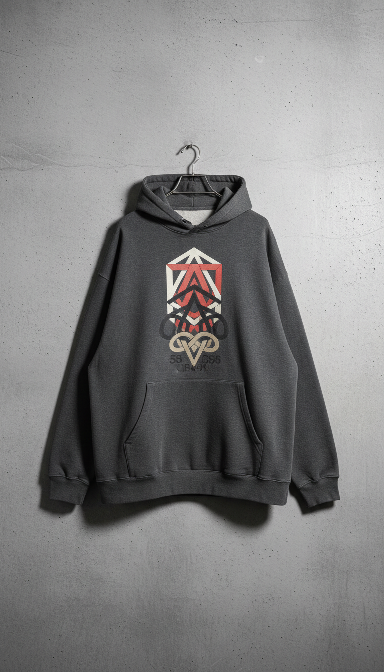 Oversized Hoodie With Geometric Slogan